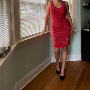 Sexy holiday red dress cocktail sequin